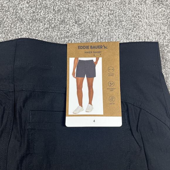 Eddie Bauer Shorts Womens 4 Hiker Nylon Spandex Performance Stretch Black NWT - Picture 5 of 10